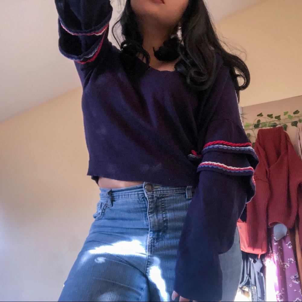 Navy Ruffled top